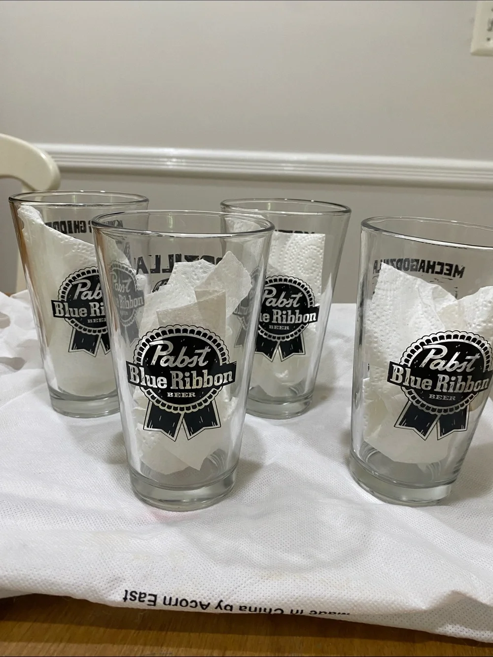 Set of 4 Godzilla Kaiju Illustration Pint Glasses - Clear with Black Artwork.